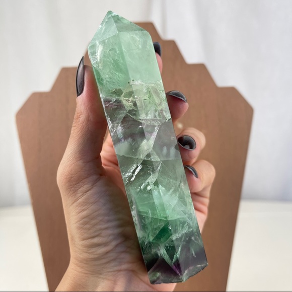 Fluorite Tower Green Dark Purple & Scolecite Gemmy - Picture 8 of 17